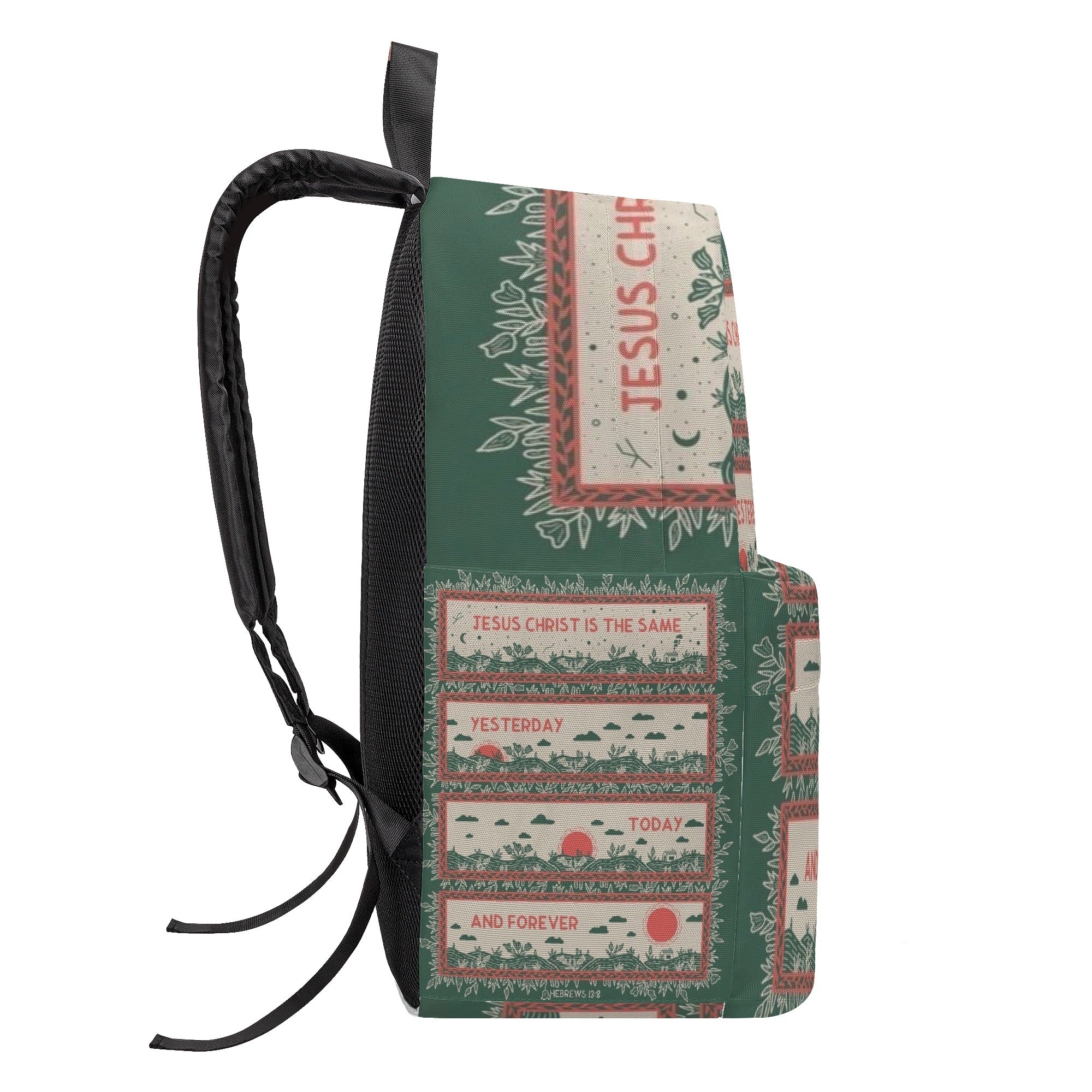 Hebrews 13:8 Backpack, Jesus Christ Is the Same Yesterday Today and Forever Backpack, Christian Bible Verse Backpack, Faith-Based Inspirational School Bag.PLAF46
